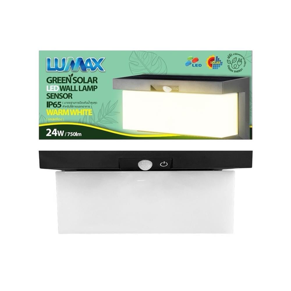 ไฟผนังภายนอก SOLAR LUMAX 74-00065 24 วัตต์ WARM WHITE สีดำ/ขาว