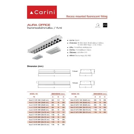 โคมตะแกรงฝังฝ้า AURA O 2X36 60X120DE CARINI สีขาว/สีเงิน_3