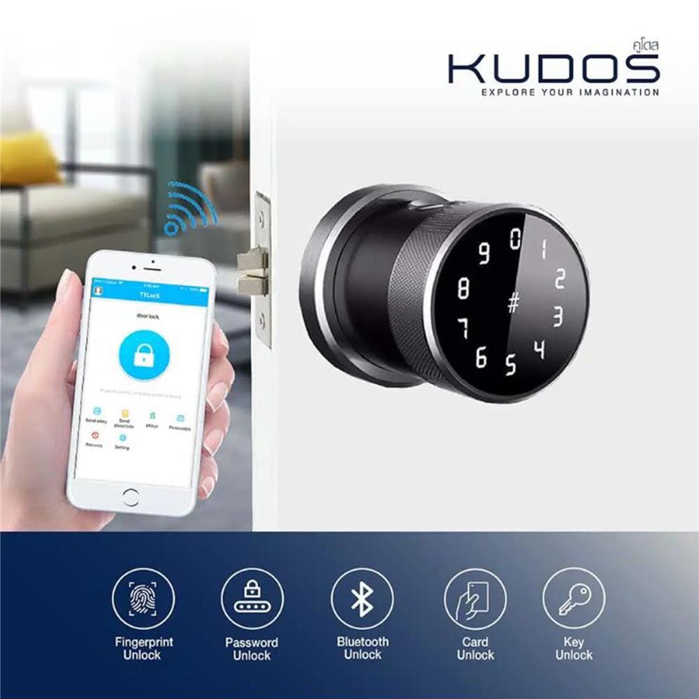 กลอนดิจิตอล KUDOS F8069018 สี BLACK/NICKEL
