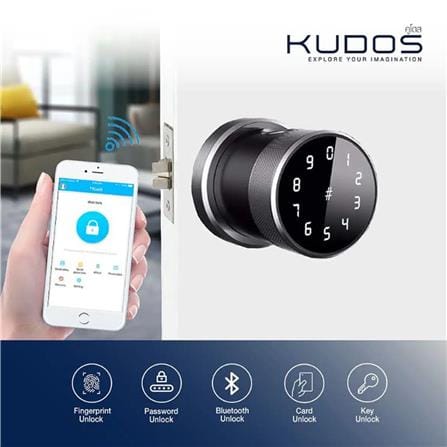 กลอนดิจิตอล KUDOS F8069018 สี BLACK/NICKEL_5