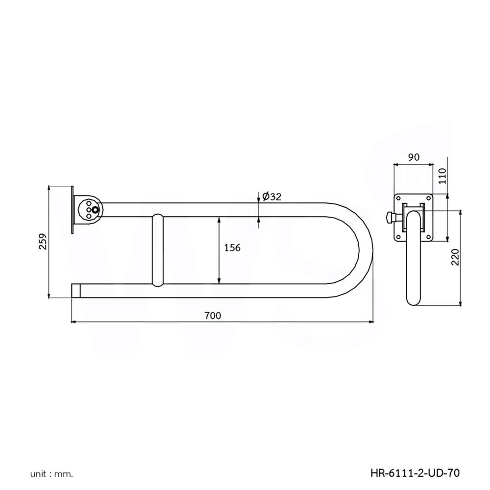 ราวมือจับ โยกขึ้น-ลง WS HR-6111-2-UD-70