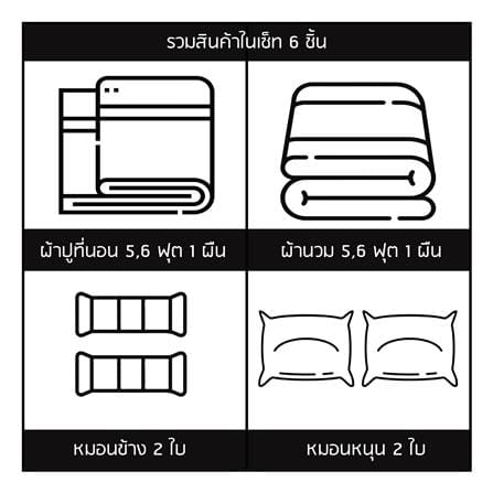ชุดผ้าปูที่นอน 5 ฟุต (ชุด 6 ชิ้น) SANTA BEDDING สี DARK GREY/LIGHT GREY_8