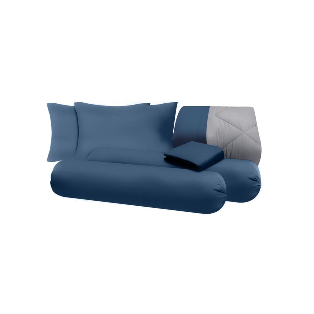 ชุดผ้าปูที่นอน 5 ฟุต (ชุด 6 ชิ้น) SANTA BEDDING สี NAVY BLUE/DARK GREY