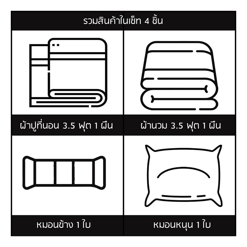 ชุดผ้าปูที่นอน 3.5 ฟุต (ชุด 4 ชิ้น) SANTA BEDDING สี DARK GREY/LIGHT GREY