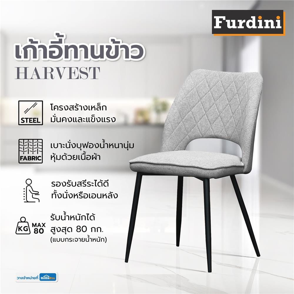 เก้าอี้ทานข้าว FURDINI HARVEST สีเทา