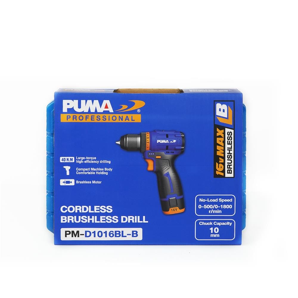 สว่านไขควงไร้สาย (พร้อมแบตเตอรี่และแท่นชาร์จ) PUMA PM-D1016BL-B 16 โวลต์