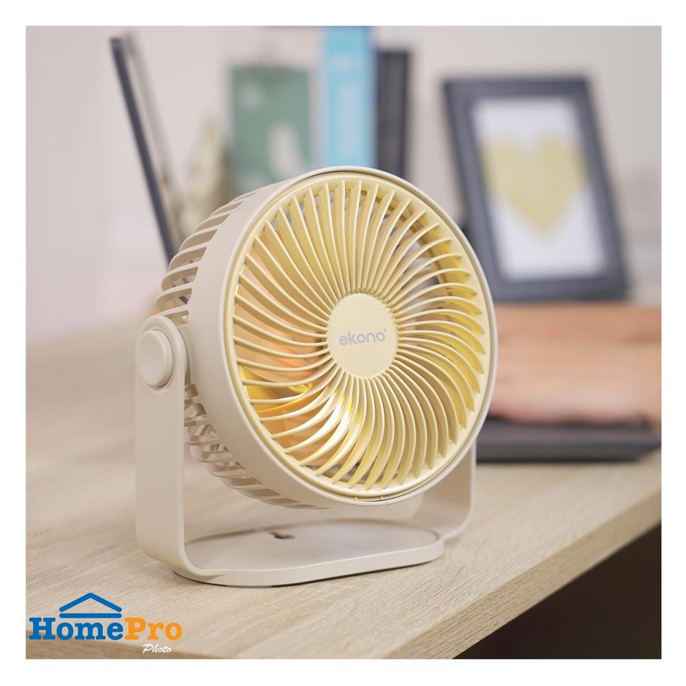 พัดลมพกพา 6 นิ้ว EKONO EK-PTB14CM สีครีม