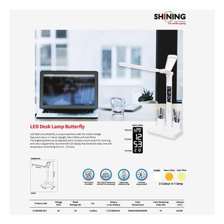 ไฟอ่านหนังสือ LED SHINING BUTTERFLY 20 วัตต์ DAYLIGHT/COOL WHITE/WARM WHITE สีขาว_4