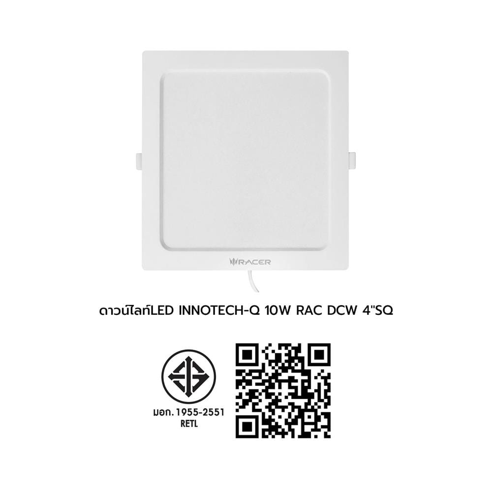 ดาวน์ไลท์ LED RACER INNOTECH-Q 4 นิ้ว 10 วัตต์ DAYLIGHT/COOL WHITE/WARM WHITE สีขาว
