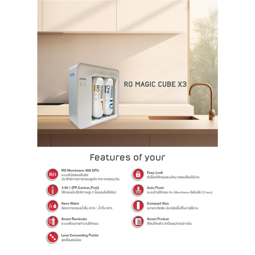 เครื่องกรองน้ำดื่ม ANGEL RO MAGIC CUBE X3
