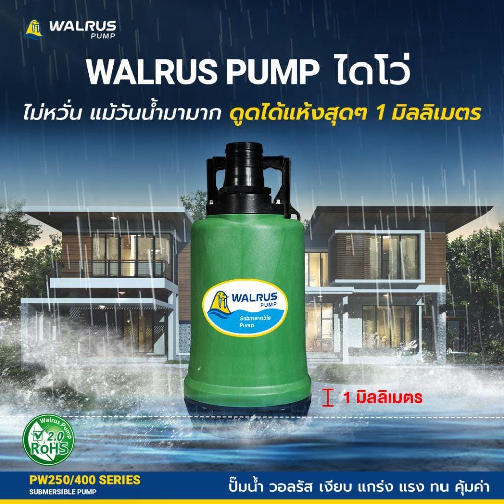 ปั๊มจุ่มน้ำสะอาด WALRUS PUMP PW400AD 400 วัตต์