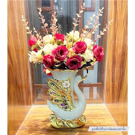 แจกันตกแต่งพร้อมกุหลาบชมพู INTERY CT209E041_06 สีชมพู/ขาว_3