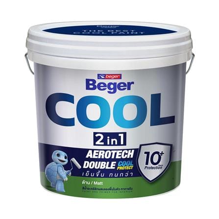 สีน้ำทาภายใน ชนิดด้าน BEGER COOL 2 IN 1 BASE A สีขาว 2.5 แกลลอน_0