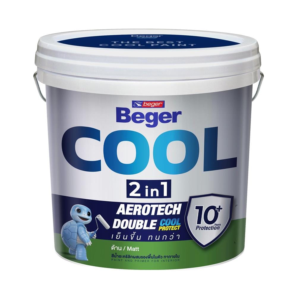 สีน้ำทาภายใน ชนิดด้าน BEGER COOL 2 IN 1 BASE B สีขาว 2.5 แกลลอน