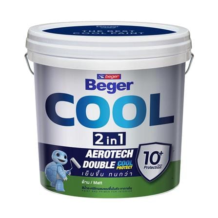 สีน้ำทาภายใน ชนิดด้าน BEGER COOL 2 IN 1 BASE B สีขาว 2.5 แกลลอน_0