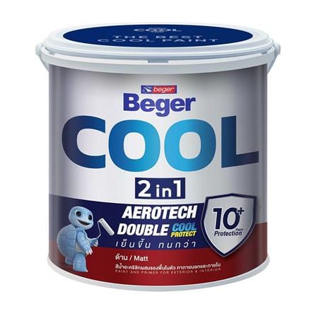 สีน้ำทาภายนอก ชนิดด้าน BEGER COOL 2 IN 1 BASE D สีขาว 1 แกลลอน_0