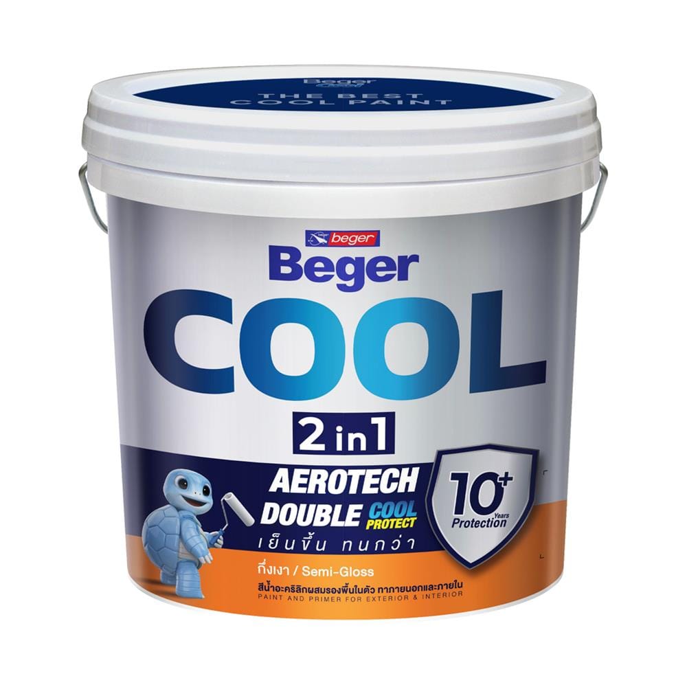 สีน้ำทาภายนอก ขนิดกึ่งเงา BEGER COOL 2 IN 1 BASE D สีขาว 2.5 แกลลอน