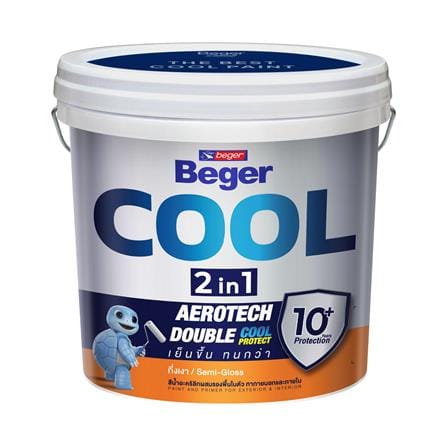 สีน้ำทาภายนอก ขนิดกึ่งเงา BEGER COOL 2 IN 1 BASE A สีขาว 2.5 แกลลอน_0