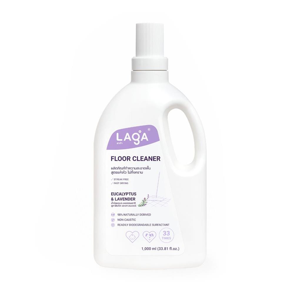 น้ำยาทำความสะอาดพื้น LAGA สูตรแห้งไวไม่ทิ้งคราบ 1000 มล. กลิ่นยูคาลิปตัสและลาเวนเดอร์
