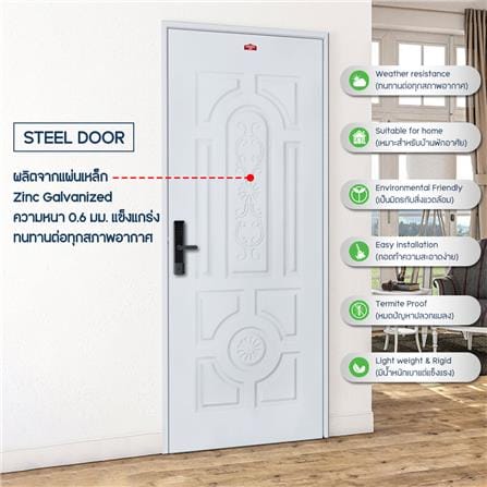 ประตูภายนอกเหล็ก เจาะลูกบิด PROFESSIONAL DOOR H2G 89.2x199.4 ซม. สีเทา_3