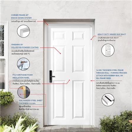 ประตูภายนอกเหล็ก เจาะลูกบิด PROFESSIONAL DOOR A2W 89.2x199.4 ซม. สีขาว_5