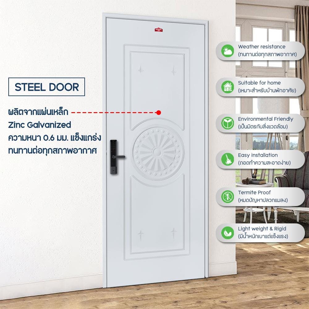 ประตูภายนอกเหล็ก เจาะลูกบิด PROFESSIONAL DOOR I2G 89.2x199.4 ซม. สีเทา