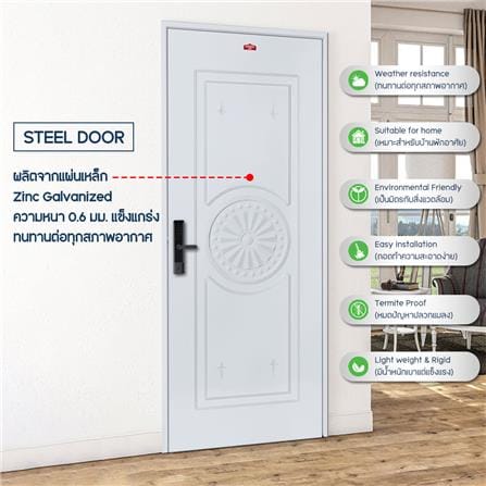 ประตูภายนอกเหล็ก เจาะลูกบิด PROFESSIONAL DOOR I2G 89.2x199.4 ซม. สีเทา_3