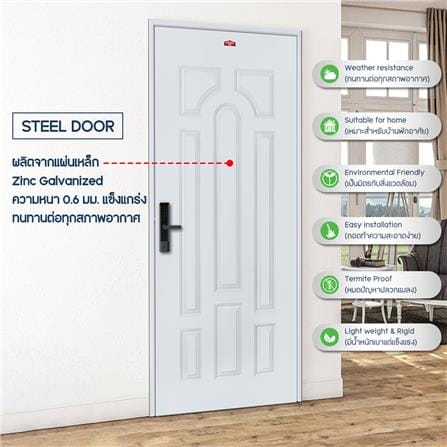 ประตูภายนอกเหล็ก เจาะลูกบิด PROFESSIONAL DOOR L2G 89.2x199.4 ซม. สีเทา_3