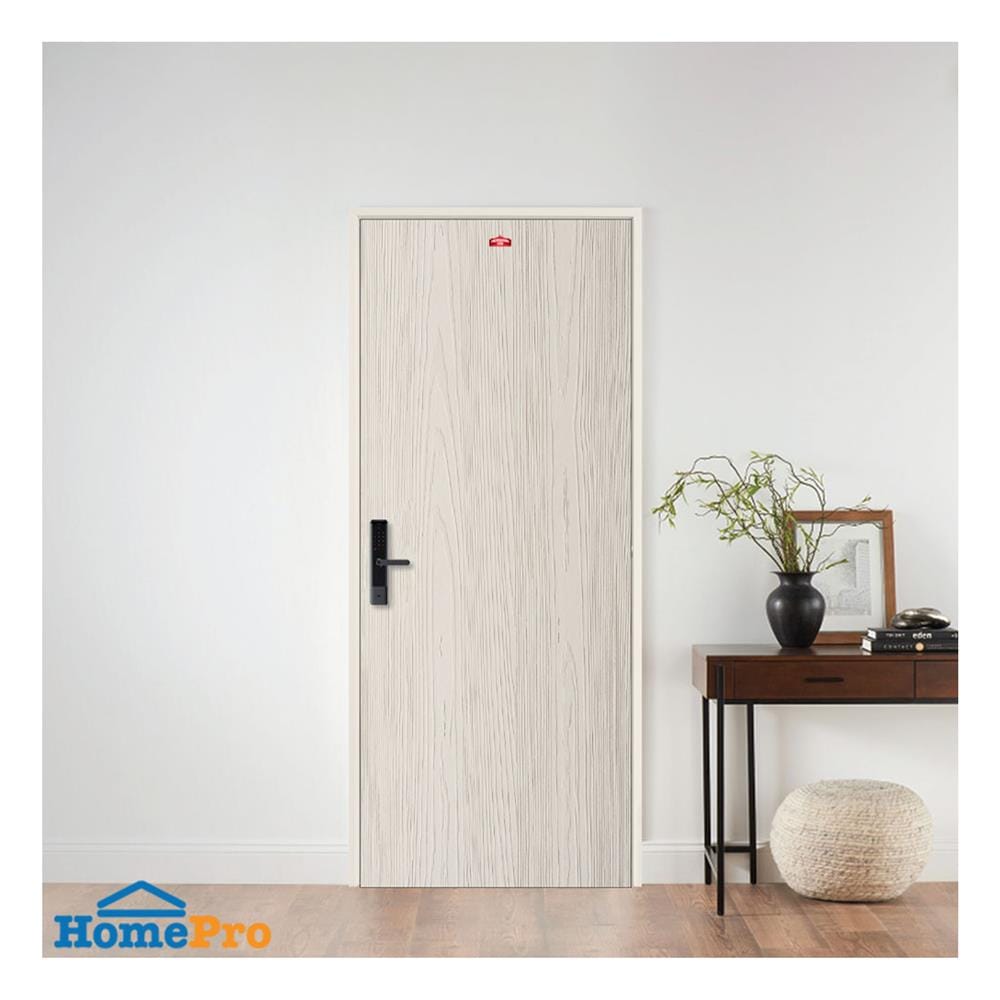 ชุดประตูเหล็ก เจาะลูกบิด PROFESSIONAL DOOR FR1LC+WD1C 86.4x203.5 ซม. สีครีม