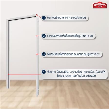 วงกบประตูเหล็ก PROFESSIONAL DOOR FR2RC 96.4x203.5 ซม. สีครีม_3