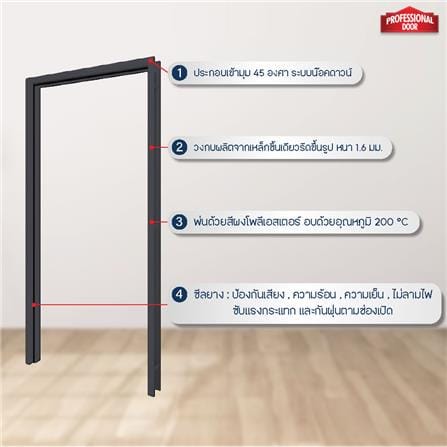 วงกบประตูเหล็ก PROFESSIONAL DOOR FR1RBK 86.4x203.5 ซม. สีเทาเม็ดทราย_3