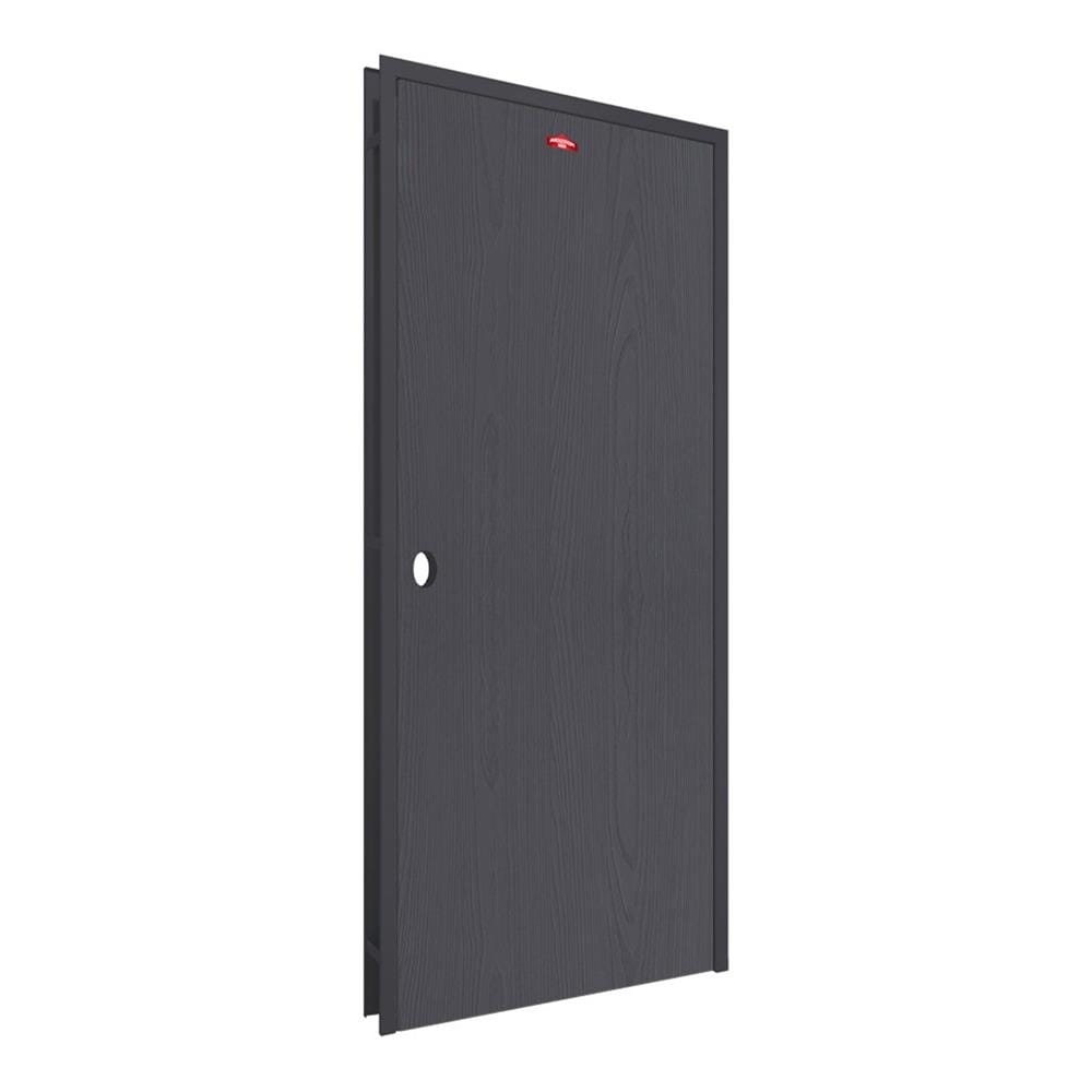 ชุดประตูเหล็ก เจาะลูกบิด PROFESSIONAL DOOR FR1LBK+WD1BK 86.4x203.5 ซม. สีเทาเม็ดทราย