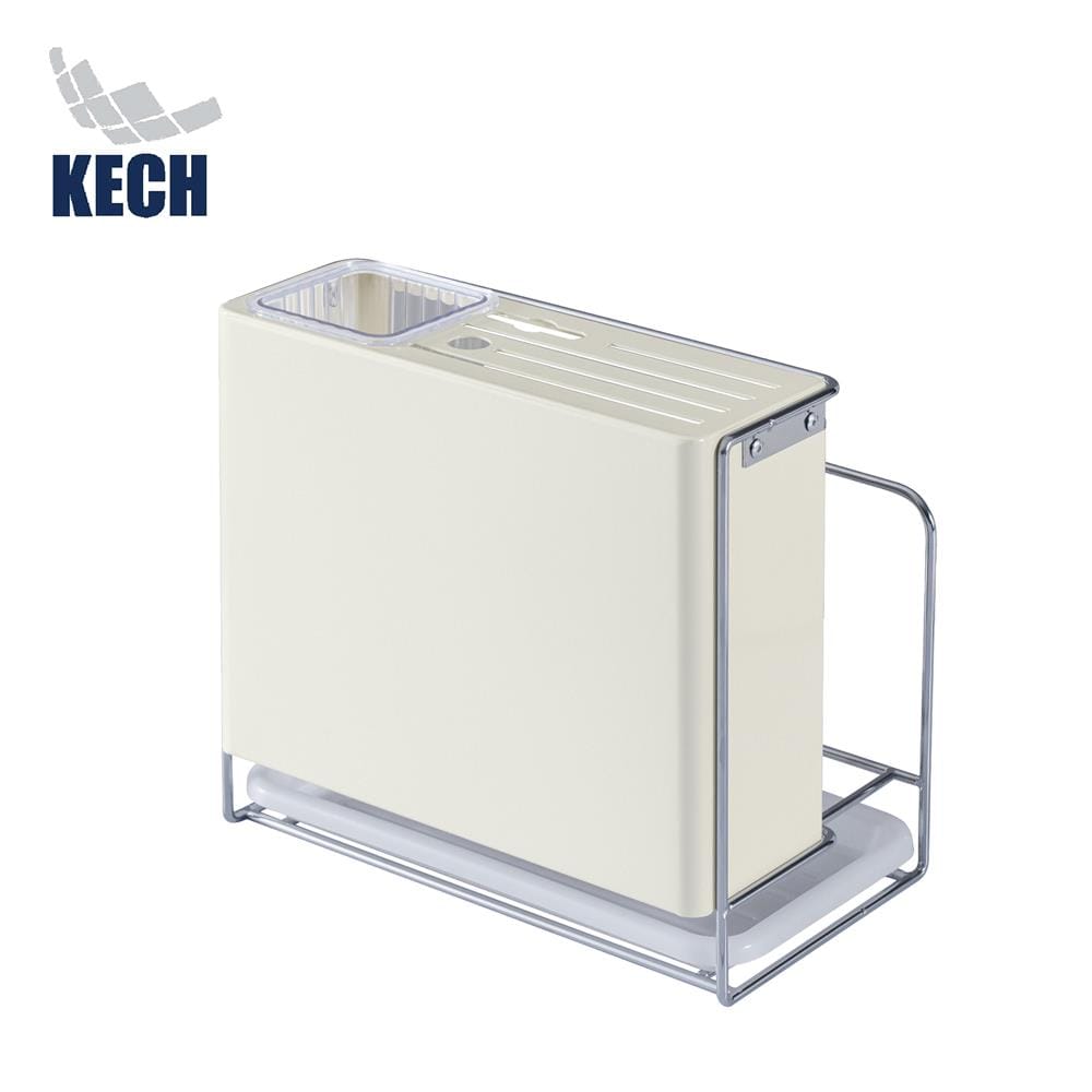 กล่องเก็บมีด, ช้อน และเขียง พร้อมถาดรองน้ำ KECH IVORY