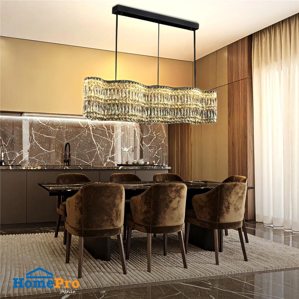 ไฟช่อ CARINI KM8874-L1200 สีเงิน/ใส 8 หัว