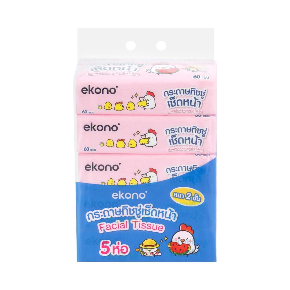 กระดาษเช็ดหน้า EKONO 60 แผ่น 25 ห่อ/1ลัง (ขายยกลัง)