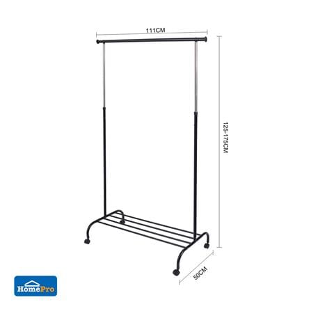 ราวแขวนผ้าบาร์เดี่ยวปรับระดับ PLIM GRACE 111x50x175 ซม. สีดำ_6