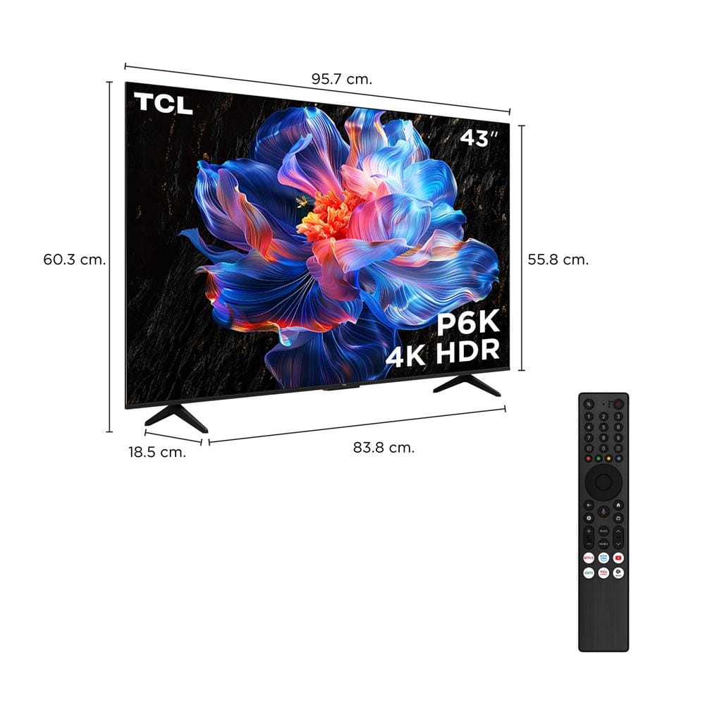 ทีวี แอลอีดี 43 นิ้ว TCL (4K, LED, GOOGLE TV) 43P6K