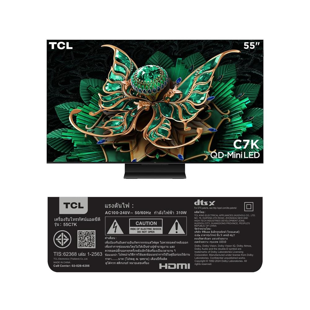 ทีวีคิวดี มินิแอลอีดี 55 นิ้ว TCL (4K, QD-MINI LED, GOOGLE TV) 55C7K