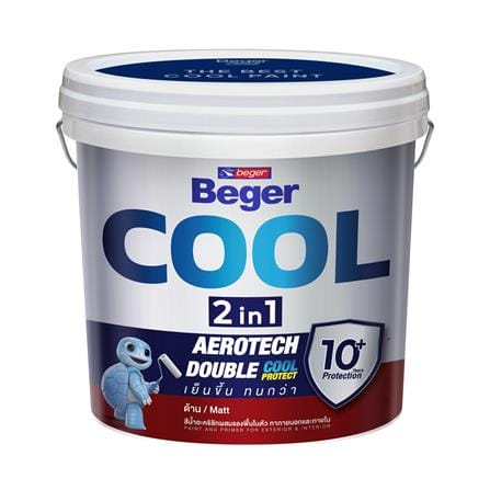 สีน้ำทาภายนอก ชนิดด้าน BEGER COOL 2 IN 1 BASE A สีขาว 9 ลิตร_0