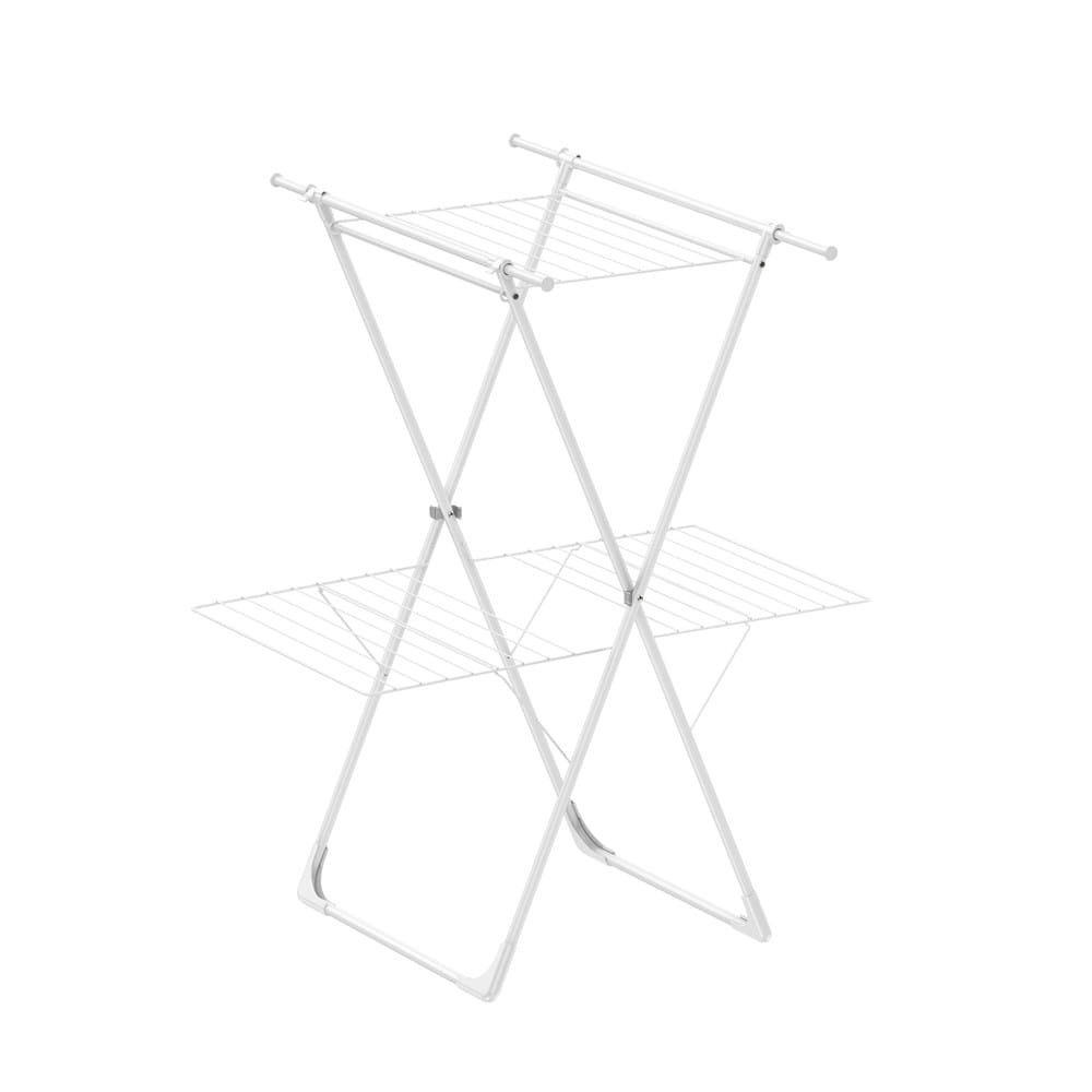 ราวพาดผ้า 2 ชั้นพับได้ PLIM ALBA 120x106x125ซม. สีขาว