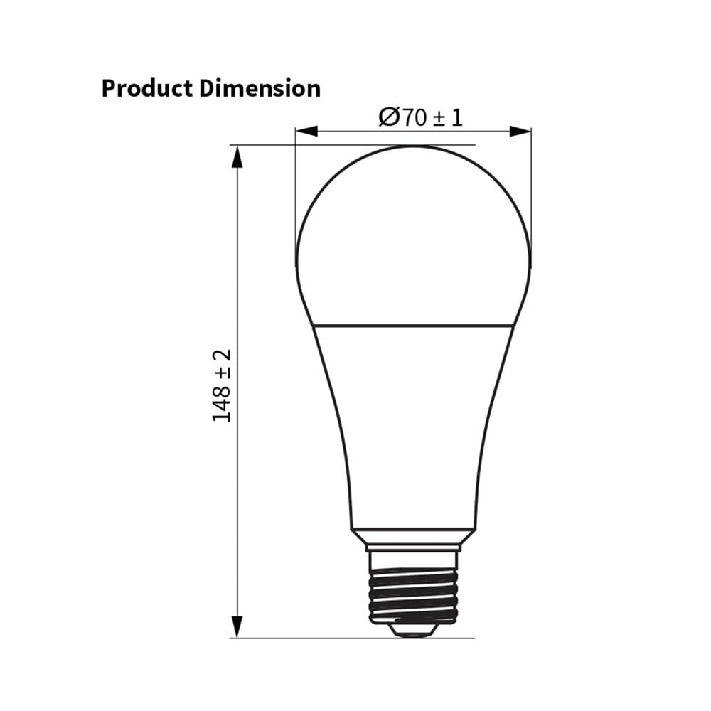 หลอด LED TOSHIBA A70 LOW THDI 13 วัตต์ WARM WHITE E27