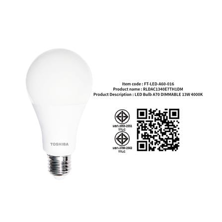 หลอด LED TOSHIBA A70 PREMIUM 13 วัตต์ COOL WHITE E27_2