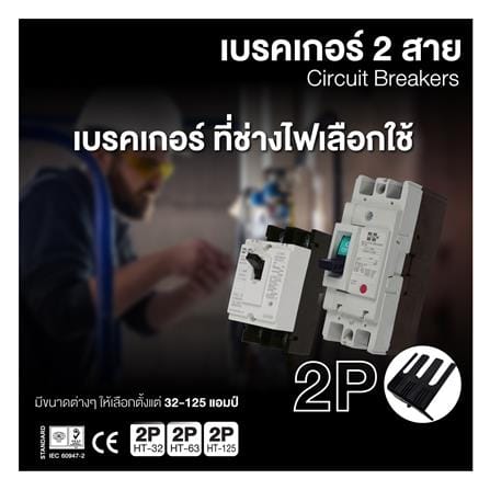 เซอร์กิตเบรกเกอร์ 2 โพล 1 เฟส HI-TEK  HT63-CP 30 แอมป์_2