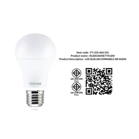 หลอด LED TOSHIBA A70 PREMIUM 8 วัตต์ DAYLIGHT E27_2