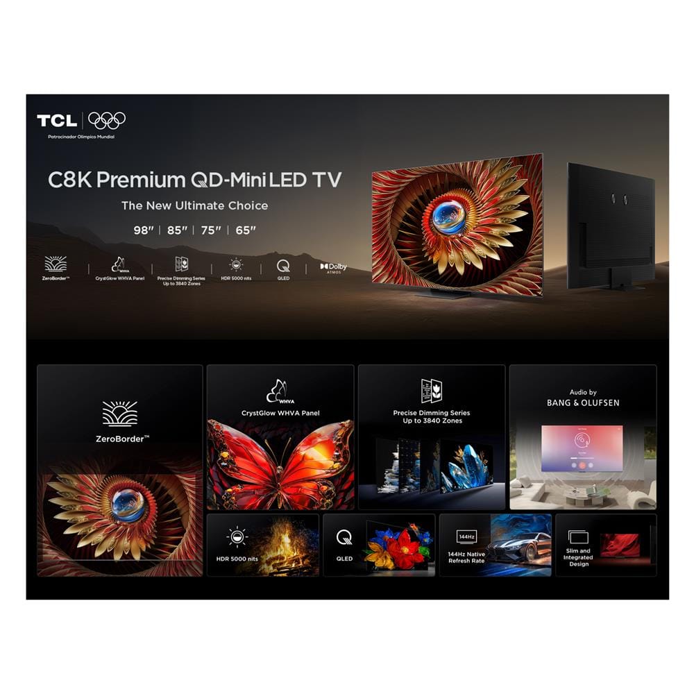 ทีวีคิวดี มินิแอลอีดี 85 นิ้ว TCL (4K, QD MINI-LED, GOOGLE TV) 85C8K