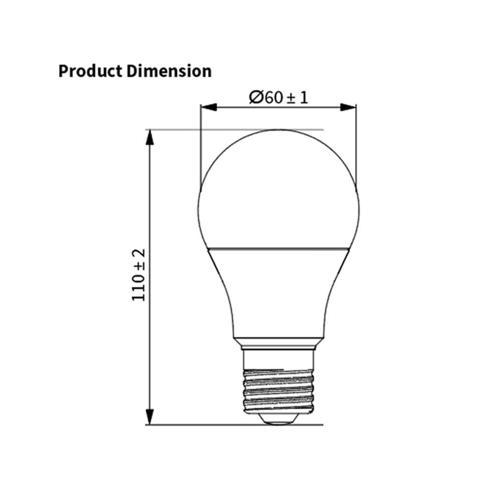 หลอด LED TOSHIBA A60 LOW THDI 8 วัตต์ DAYLIGHT E27