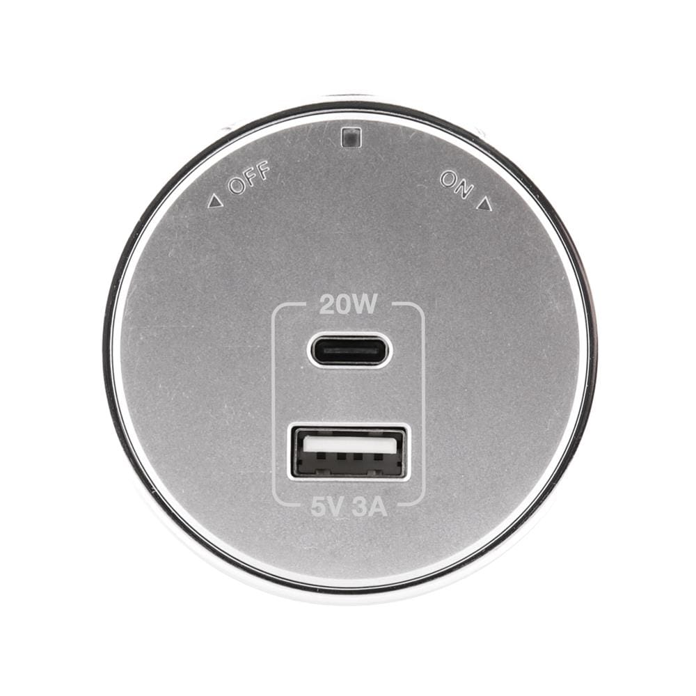 เต้ารับไร้สาย TOSHINO USB TYPE A/C SK-PD20WSV 3 แอมป์ 20 วัตต์ สีเงิน