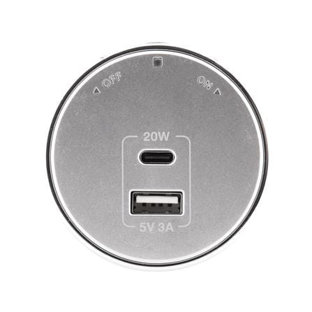 เต้ารับไร้สาย TOSHINO USB TYPE A/C SK-PD20WSV 3 แอมป์ 20 วัตต์ สีเงิน_0