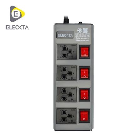 รางปลั๊กไฟ 4 ช่อง 4 สวิตช์ ELECKTA ETDW4664BG 16 แอมป์ 3 ม. สีเทา_0