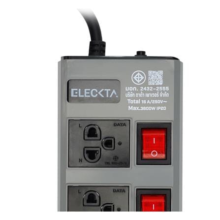 รางปลั๊กไฟ 4 ช่อง 4 สวิตช์ ELECKTA ETDW4664BG 16 แอมป์ 3 ม. สีเทา_6